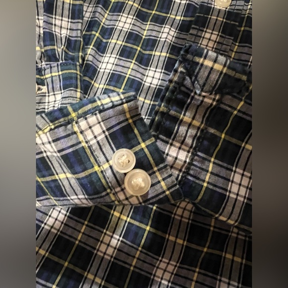 Ralph Lauren long sleeve button down, blue, green plaid, size 6 months - Picture 6 of 7
